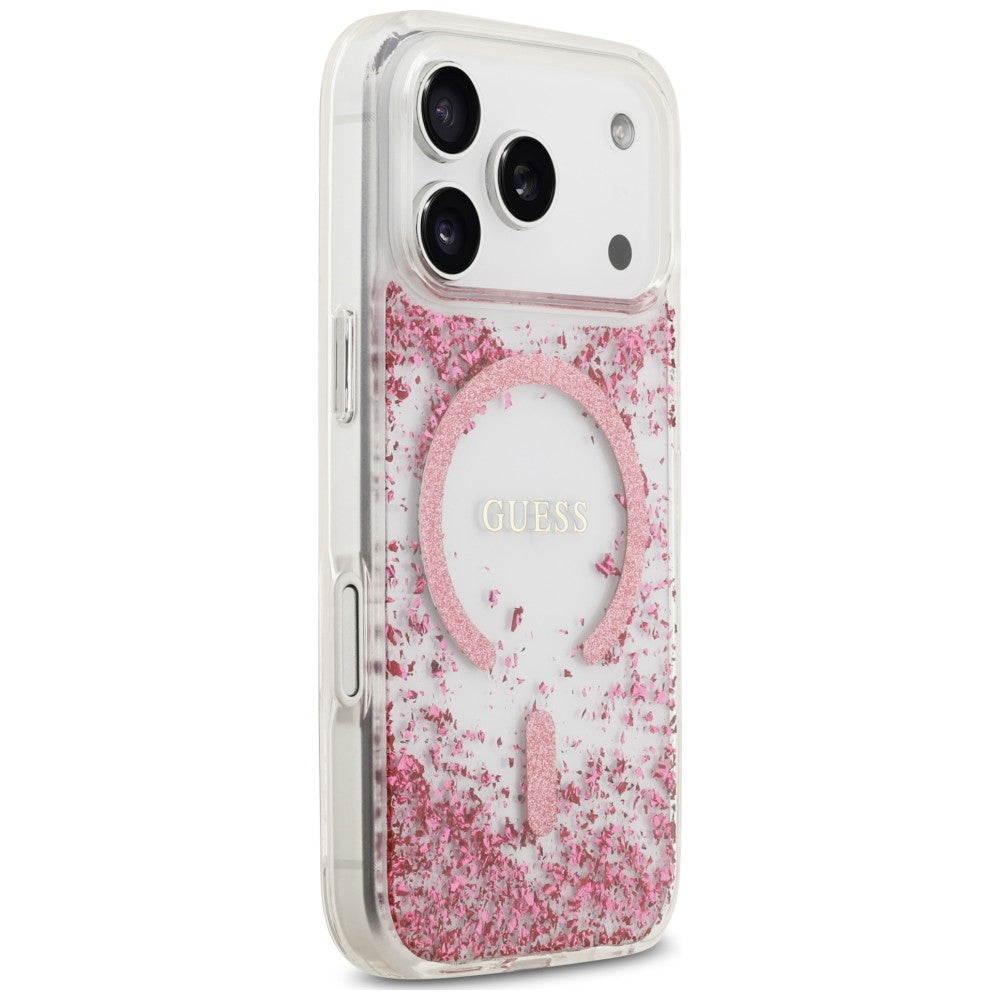 MagSafe-Hülle für Apple iPhone 18 Pro Max / 17 Pro Max, Guess, Resin Bottom Glitter, Rosa