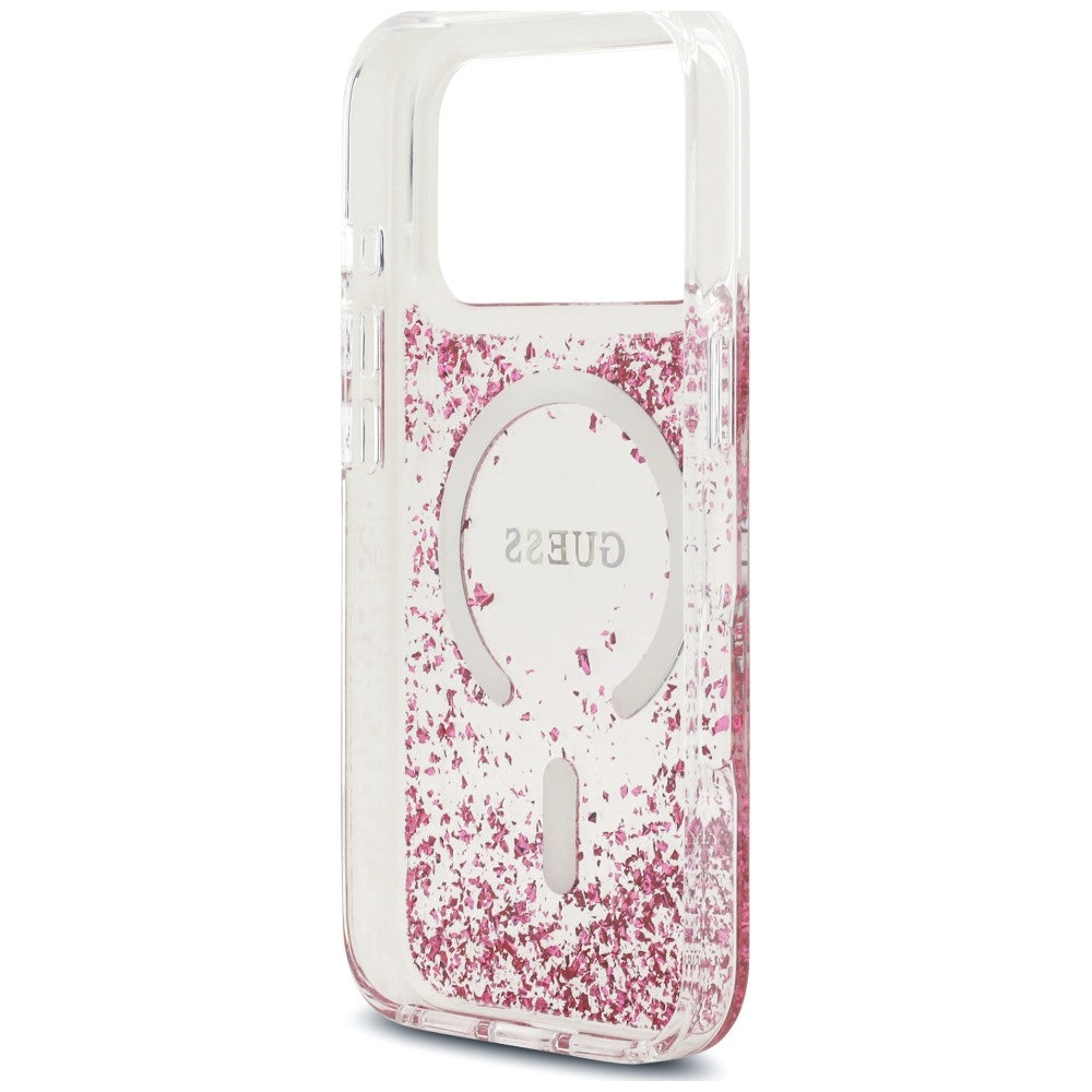 MagSafe-Hülle für Apple iPhone 18 Pro Max / 17 Pro Max, Guess, Resin Bottom Glitter, Rosa