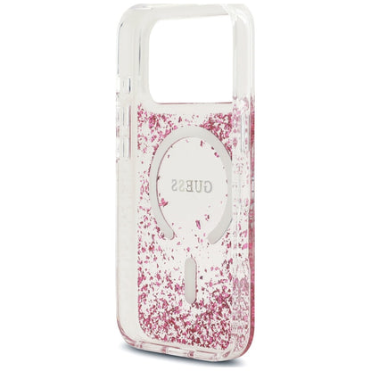 MagSafe-Hülle für Apple iPhone 18 Pro Max / 17 Pro Max, Guess, Resin Bottom Glitter, Rosa