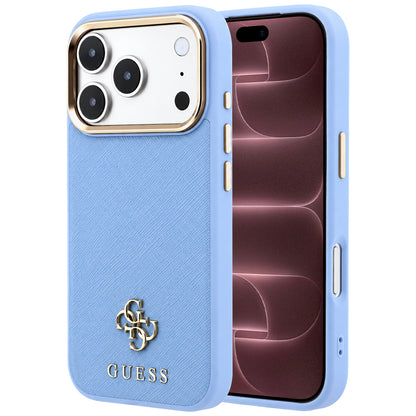 MagSafe-Hülle für Apple iPhone 18 Pro Max / 17 Pro Max, Guess, Saffiano Small 4G Classic, Blau