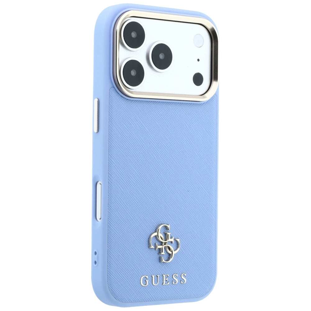MagSafe-Hülle für Apple iPhone 18 Pro Max / 17 Pro Max, Guess, Saffiano Small 4G Classic, Blau