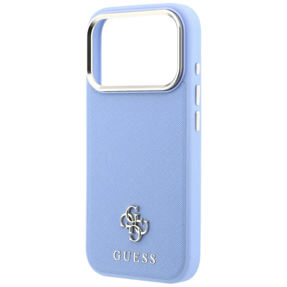 MagSafe-Hülle für Apple iPhone 18 Pro Max / 17 Pro Max, Guess, Saffiano Small 4G Classic, Blau