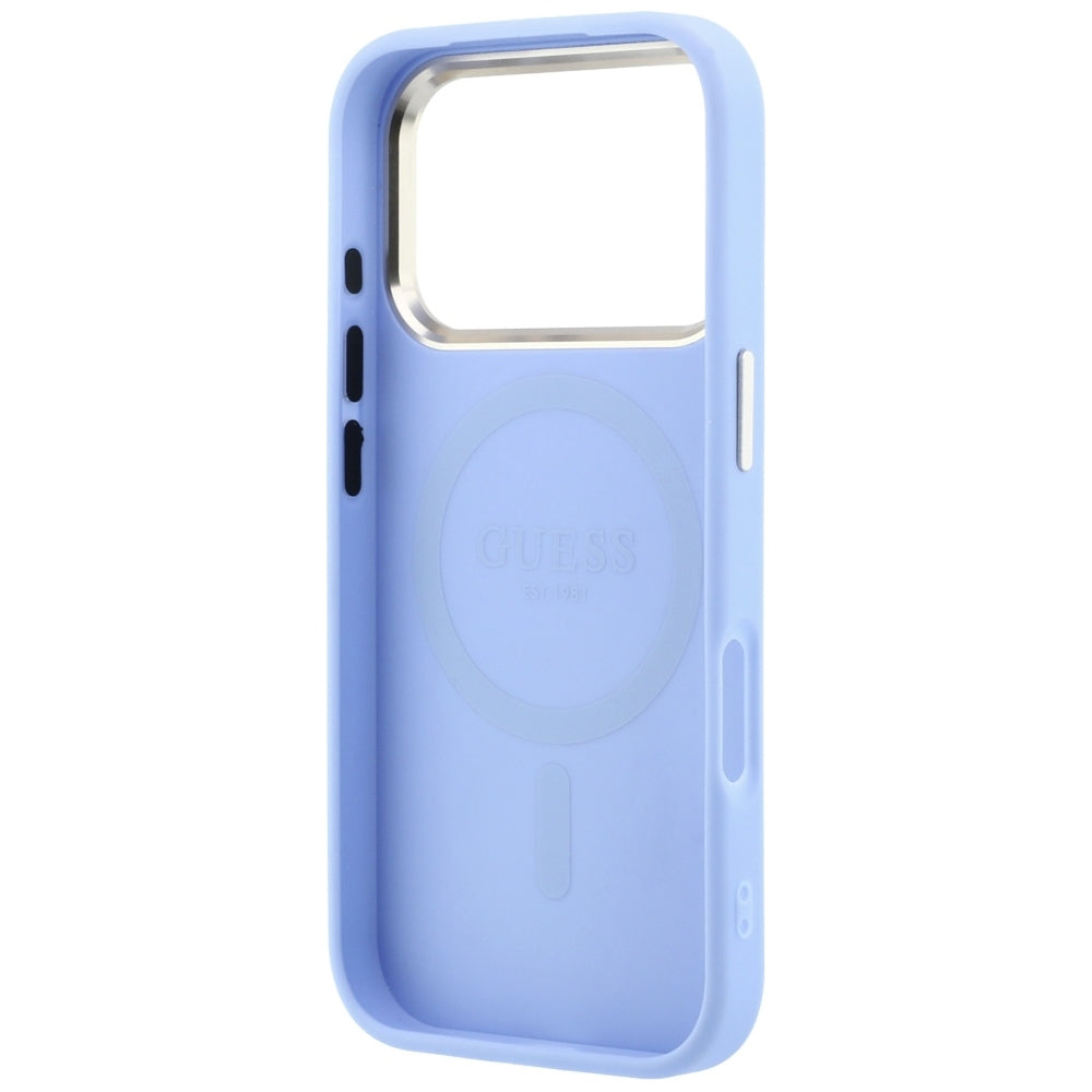 MagSafe-Hülle für Apple iPhone 18 Pro Max / 17 Pro Max, Guess, Saffiano Small 4G Classic, Blau
