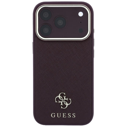 MagSafe Case for Apple iPhone 18 Pro Max / 17 Pro Max, Guess, Saffiano Small 4G Classic, Burgundy