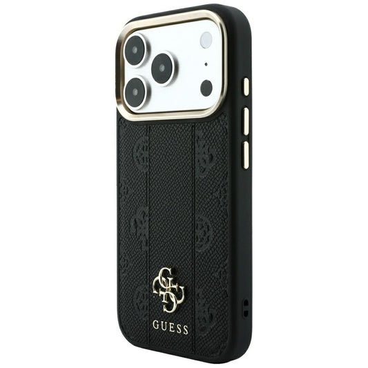 MagSafe-Hülle für Apple iPhone 18 Pro Max / 17 Pro Max, Guess, Stripe Peony 4G, Schwarz