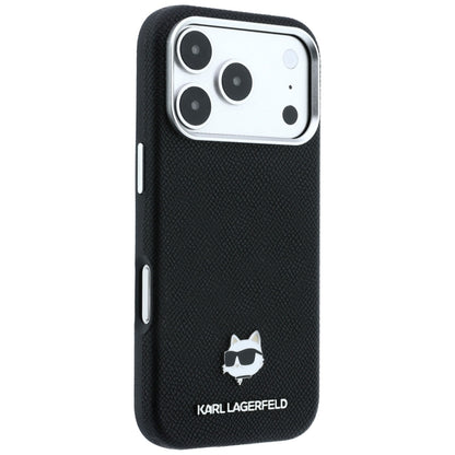 MagSafe-Hülle für Apple iPhone 18 Pro Max / 17 Pro Max, Karl Lagerfeld, Grained Choupette Head Metal, Schwarz