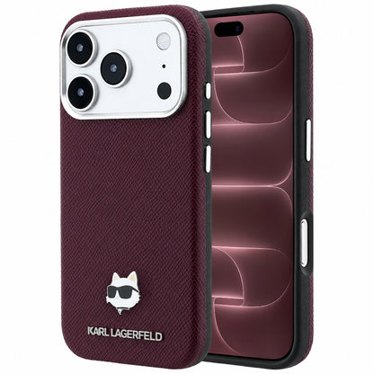 MagSafe Case for Apple iPhone 18 Pro Max / 17 Pro Max, Karl Lagerfeld, Grained Choupette Head, Burgundy