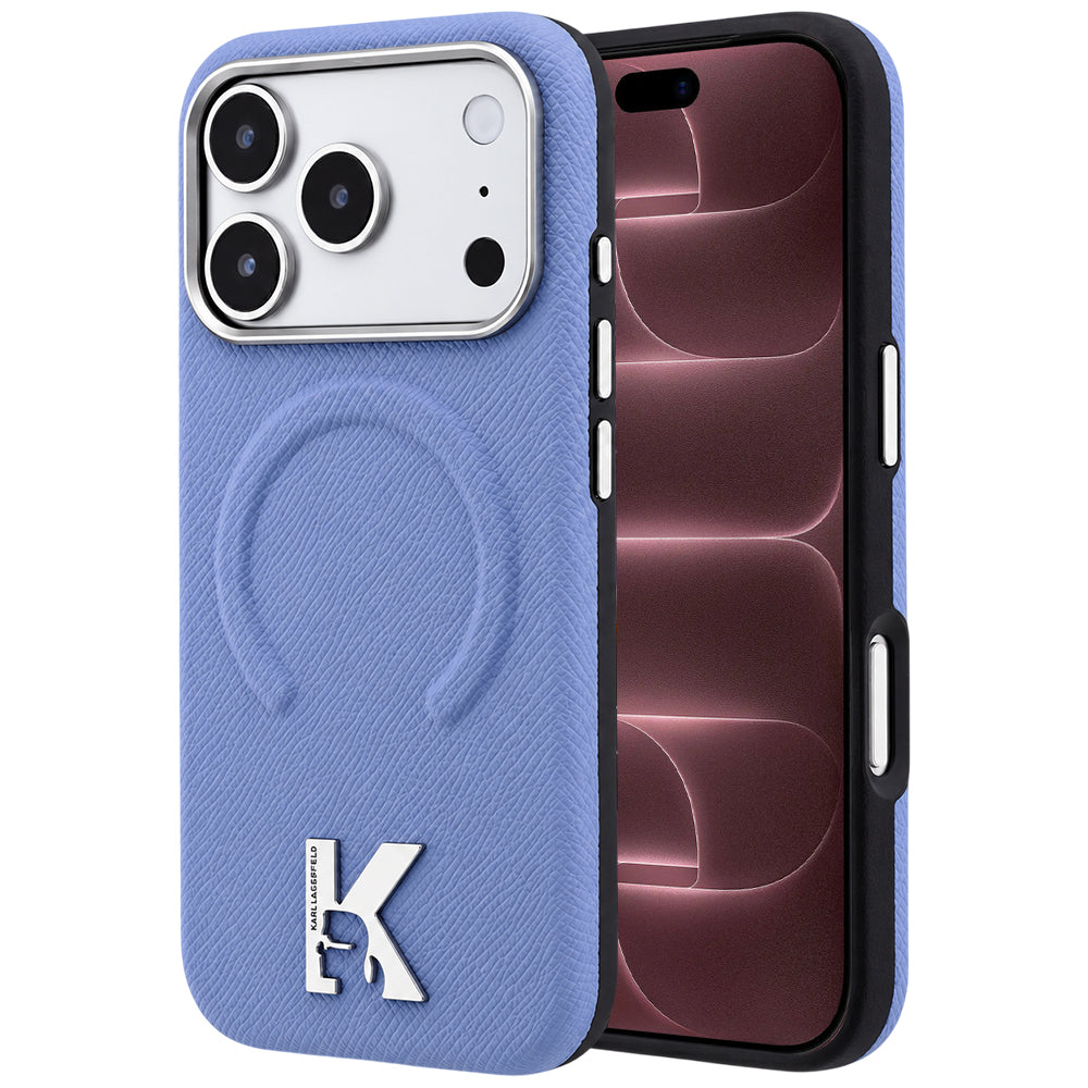 MagSafe-Hülle für Apple iPhone 18 Pro Max / 17 Pro Max, Karl Lagerfeld, geprägter Ring, Blau