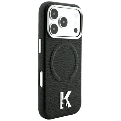 MagSafe-Hülle für Apple iPhone 18 Pro Max / 17 Pro Max, Karl Lagerfeld, Grained Embossed Ring, Schwarz