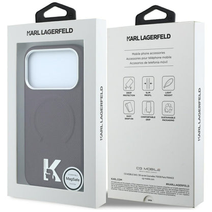 MagSafe Case for Apple iPhone 18 Pro Max / 17 Pro Max, Karl Lagerfeld, Grained Embossed Ring, Burgundy