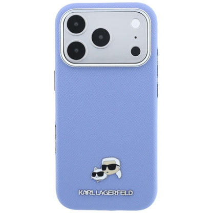 MagSafe-Hülle für Apple iPhone 18 Pro Max / 17 Pro Max, Karl Lagerfeld, Grained Karl & Choupette Head's Metal, Blau