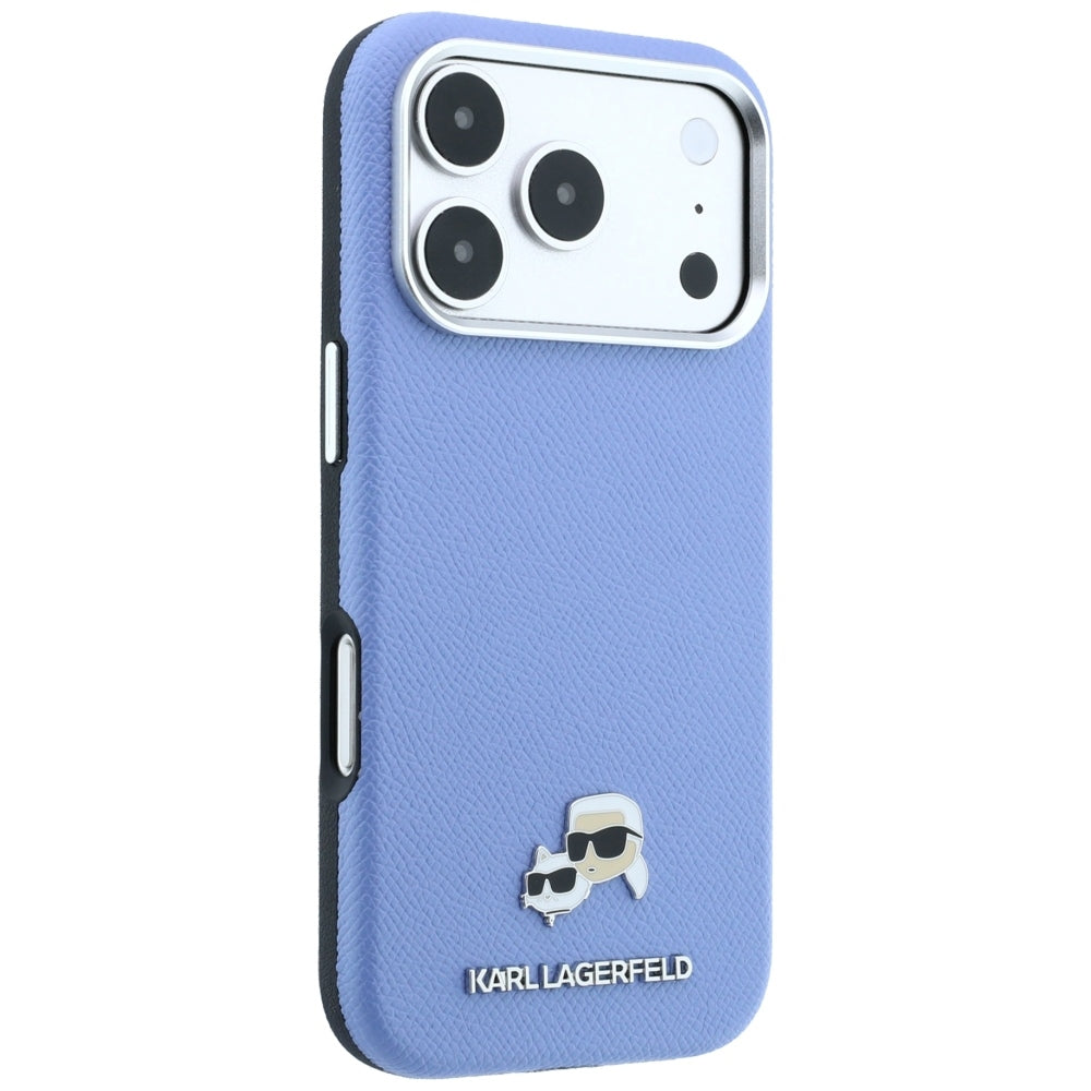 MagSafe-Hülle für Apple iPhone 18 Pro Max / 17 Pro Max, Karl Lagerfeld, Grained Karl & Choupette Head's Metal, Blau