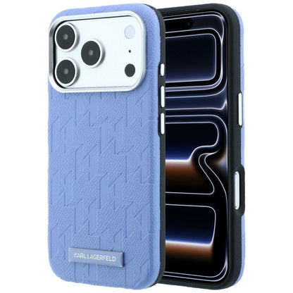 MagSafe-Hülle für Apple iPhone 18 Pro Max / 17 Pro Max, Karl Lagerfeld, Geprägtes Mono Resin Logo, Blau
