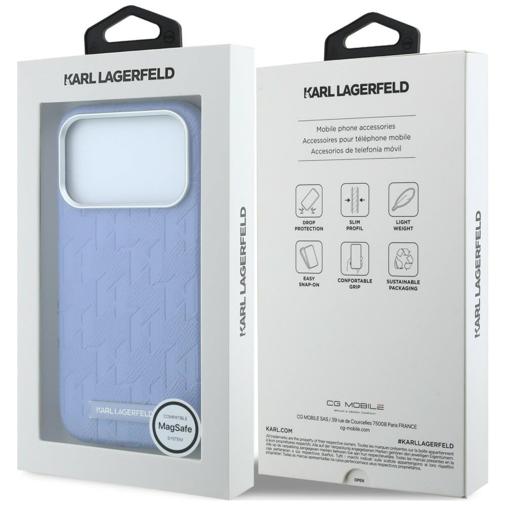 MagSafe-Hülle für Apple iPhone 18 Pro Max / 17 Pro Max, Karl Lagerfeld, Geprägtes Mono Resin Logo, Blau