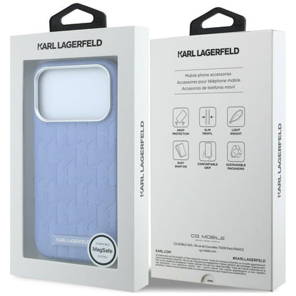 MagSafe-Hülle für Apple iPhone 18 Pro Max / 17 Pro Max, Karl Lagerfeld, Geprägtes Mono Resin Logo, Blau