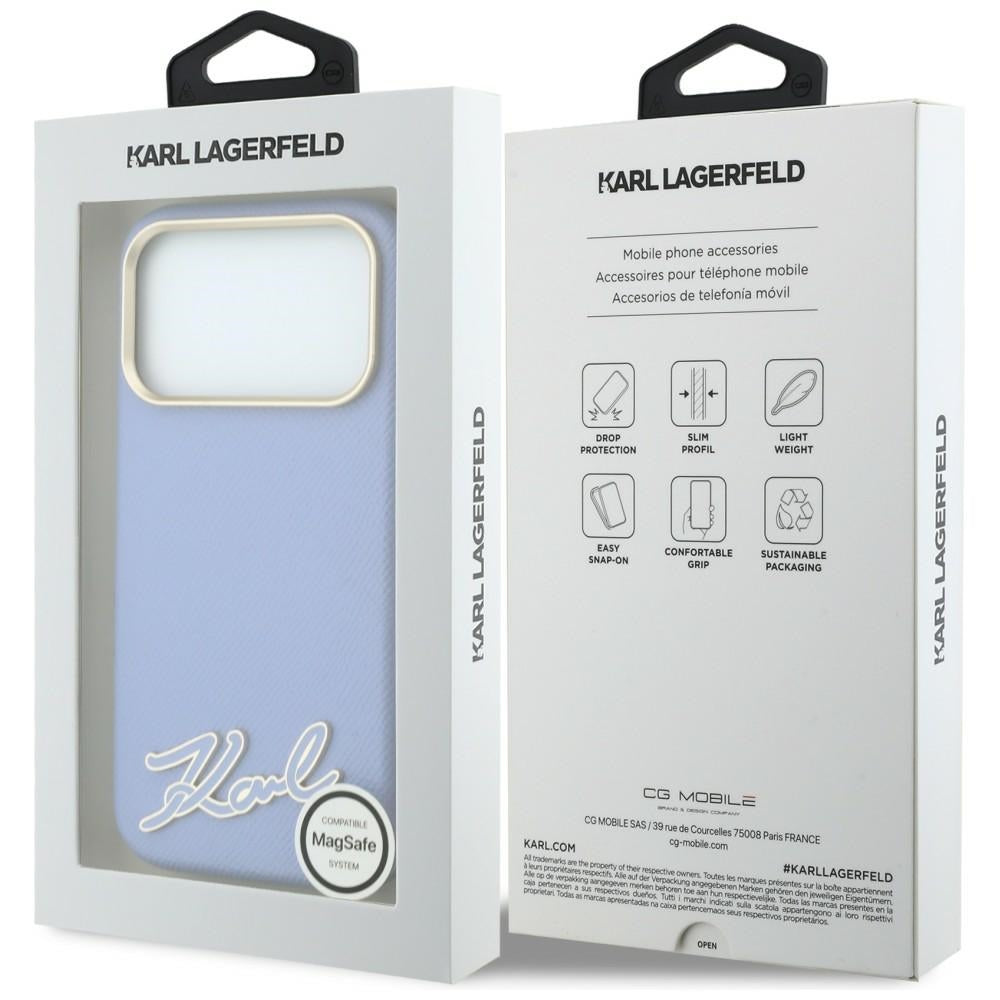 MagSafe-Hülle für Apple iPhone 18 Pro Max / 17 Pro Max, Karl Lagerfeld, Grained Resin Sign Logo, Bleu