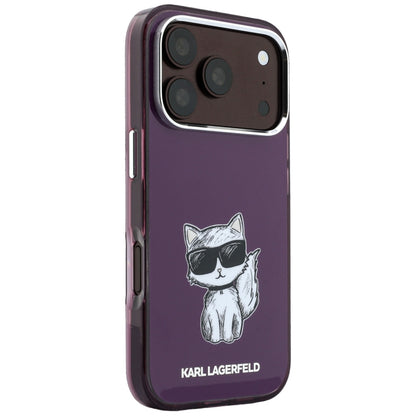 MagSafe-Hülle für Apple iPhone 18 Pro Max / 17 Pro Max, Karl Lagerfeld, IML Choupette Body Sketch Print, Weinrot