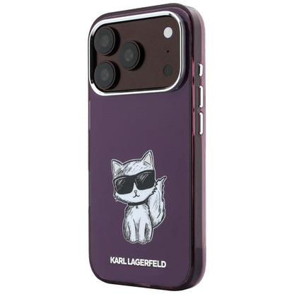MagSafe-Hülle für Apple iPhone 18 Pro Max / 17 Pro Max, Karl Lagerfeld, IML Choupette Body Sketch Print, Weinrot