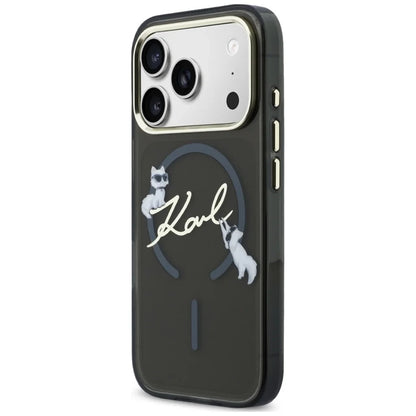 MagSafe-Hülle für Apple iPhone 18 Pro Max / 17 Pro Max, Karl Lagerfeld, IML Choupette Karl Script Logo, Schwarz