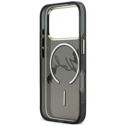 MagSafe-Hülle für Apple iPhone 18 Pro Max / 17 Pro Max, Karl Lagerfeld, IML Choupette Karl Script Logo, Schwarz
