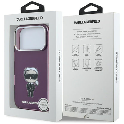MagSafe Case for Apple iPhone 18 Pro Max / 17 Pro Max, Karl Lagerfeld, IML Ikonik Sketch Print, Burgundy