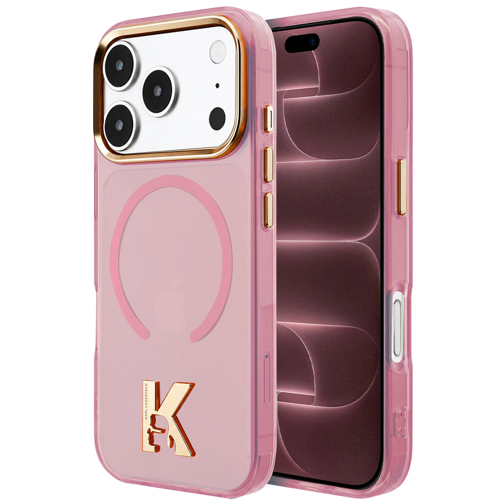 MagSafe-Hülle für Apple iPhone 18 Pro Max / 17 Pro Max, Karl Lagerfeld, IML Karl Head Logo, Rosa