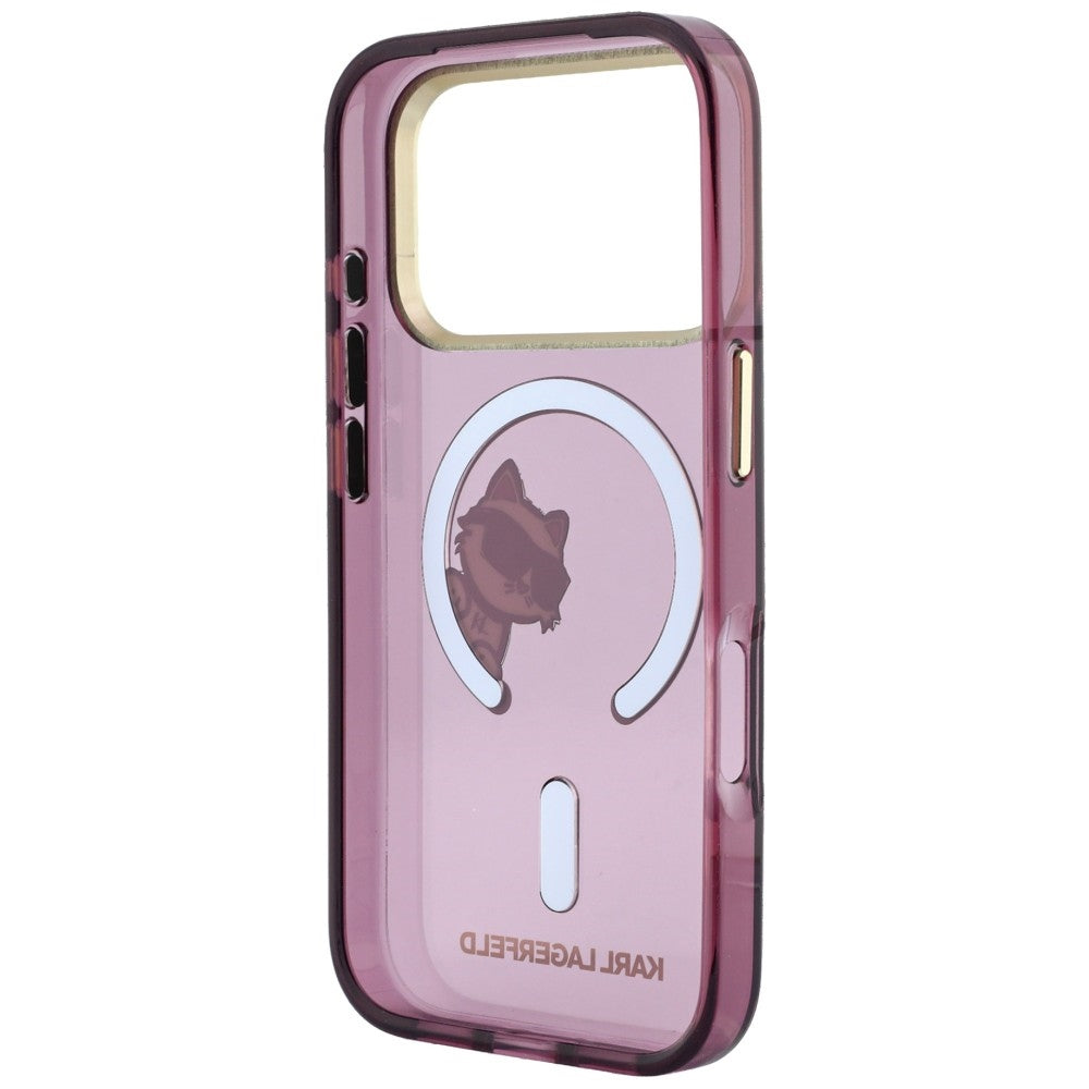 MagSafe-Hülle für Apple iPhone 18 Pro Max / 17 Pro Max, Karl Lagerfeld, IML Peekaboo Print und Metallrahmen, Weinrot