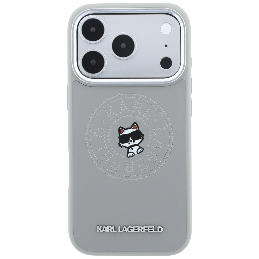 MagSafe-Hülle für Apple iPhone 18 Pro Max / 17 Pro Max, Karl Lagerfeld, Point and Choupette Sketch, Grau