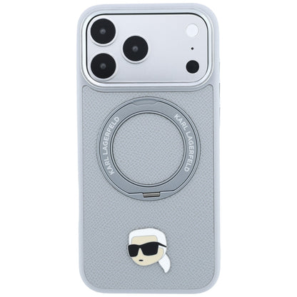 MagSafe Case for Apple iPhone 18 Pro Max / 17 Pro Max, Karl Lagerfeld, Ring Stand 360 Karl Pin, Gray