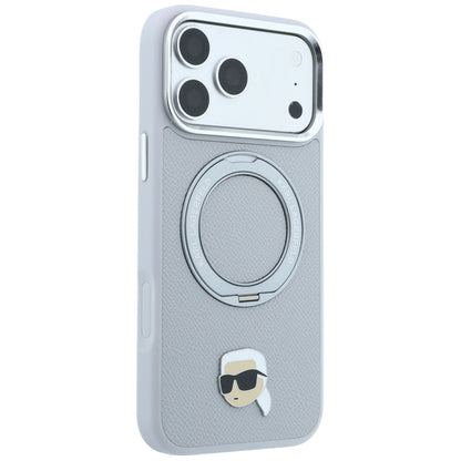 MagSafe Case for Apple iPhone 18 Pro Max / 17 Pro Max, Karl Lagerfeld, Ring Stand 360 Karl Pin, Gray