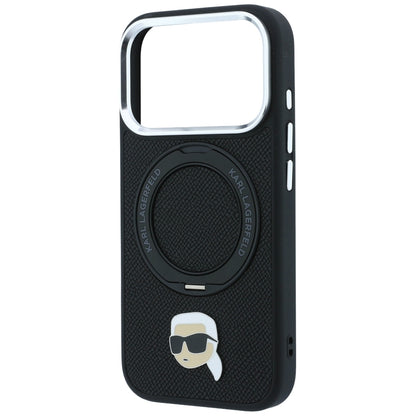 MagSafe Case for Apple iPhone 18 Pro Max / 17 Pro Max, Karl Lagerfeld, Ring Stand 360 Karl Pin, Black