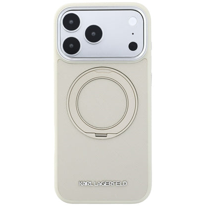 MagSafe-Hülle für Apple iPhone 18 Pro Max / 17 Pro Max, Karl Lagerfeld, Ring Stand 360 Saffiano, Beige