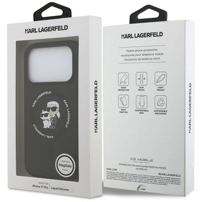 MagSafe-Hülle für Apple iPhone 18 Pro Max / 17 Pro Max, Karl Lagerfeld, Silikonring Karl & Choupette, Schwarz