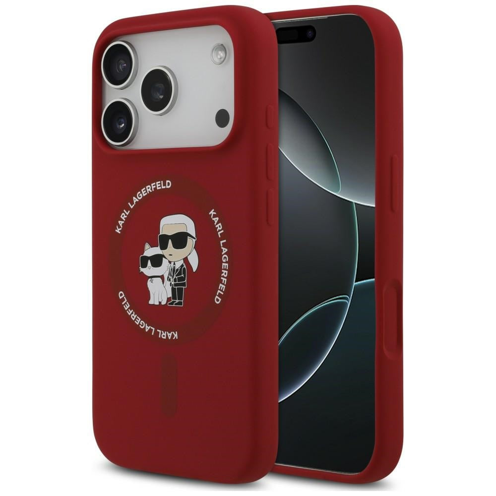 MagSafe Case for Apple iPhone 18 Pro Max / 17 Pro Max, Karl Lagerfeld, Silicone Ring Karl & Choupette, Pink