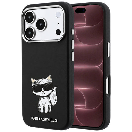 MagSafe-Hülle für Apple iPhone 18 Pro Max / 17 Pro Max, Karl Lagerfeld, Smooth Choupette Sketch, Schwarz