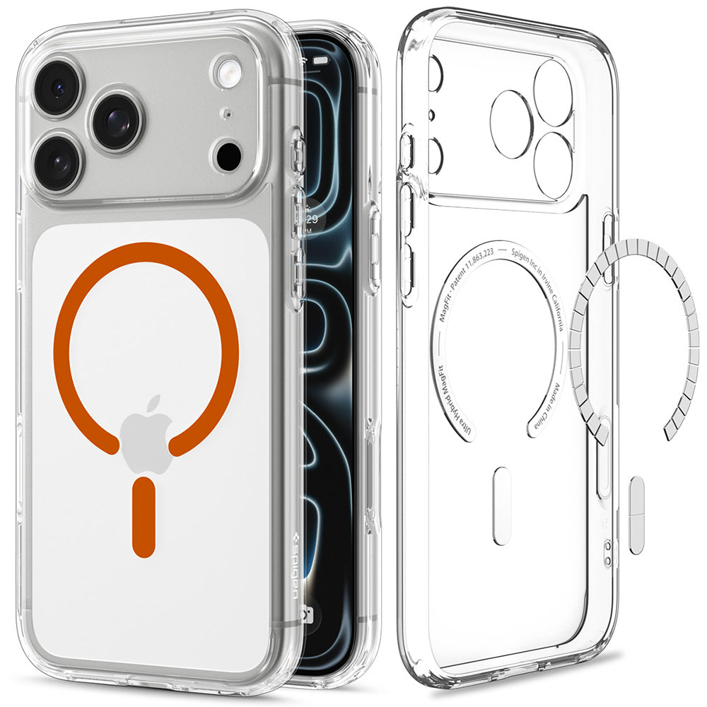MagSafe-Hülle für Apple iPhone 18 Pro Max / 17 Pro Max, Spigen, Ultra Hybrid, Transparent Orange ACS12122