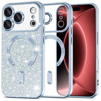 MagSafe Case for Apple iPhone 18 Pro Max / 17 Pro Max, Techsuit, Luxury Glitter, Blue