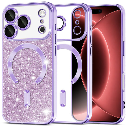 MagSafe-Hülle für Apple iPhone 18 Pro Max / 17 Pro Max, Techsuit, Luxury Glitter, Hellviolett