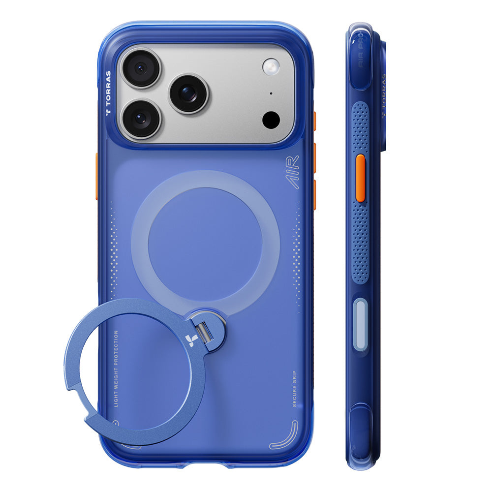 MagSafe-Hülle für Apple iPhone 18 Pro Max / 17 Pro Max, Torras, Ostand Q3 Air, Blau