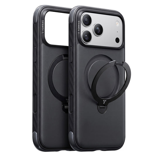 MagSafe-Hülle für Apple iPhone 18 Pro Max / 17 Pro Max, Torras, Ostand Q3 Rugged, Schwarz