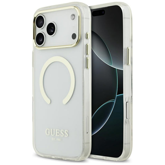MagSafe-Hülle für Apple iPhone 18 Pro Max, Guess, Metal Outline, Gold