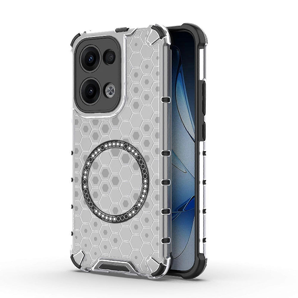 MagSafe-Hülle für Oppo Reno13, Techsuit, HoneyComb Shield, Weiß