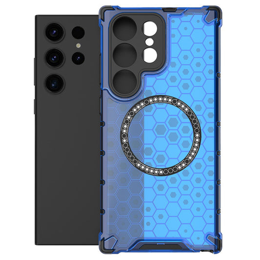 MagSafe-Hülle für Samsung Galaxy S24 Ultra S928, Techsuit, HoneyComb Shield, Blau