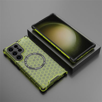 MagSafe-Hülle für Samsung Galaxy S25 Ultra S938, Techsuit, HoneyComb Shield, Grün