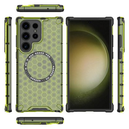MagSafe-Hülle für Samsung Galaxy S25 Ultra S938, Techsuit, HoneyComb Shield, Grün
