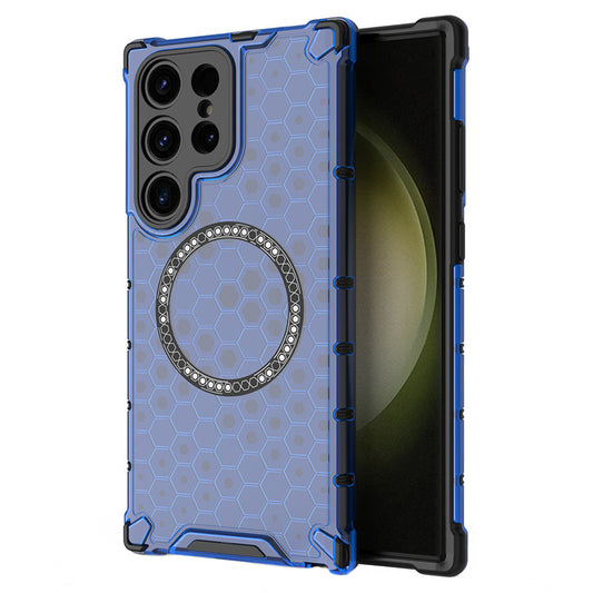 MagSafe-Hülle für Samsung Galaxy S25 Ultra S938, Techsuit, HoneyComb Shield, Blau