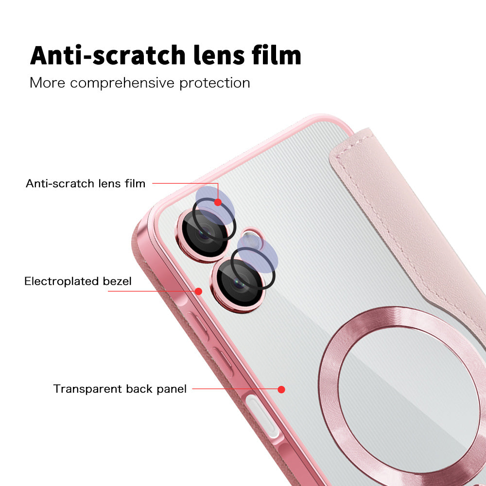 MagSafe-Hülle für Samsung Galaxy A06 A065, Techsuit, SmartMag Book, Rosa