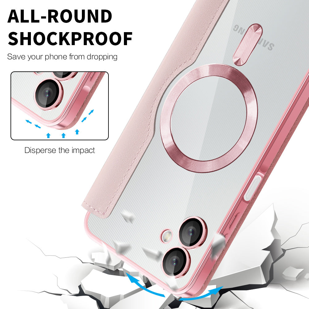 MagSafe-Hülle für Samsung Galaxy A06 A065, Techsuit, SmartMag Book, Rosa