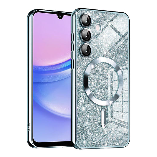 MagSafe-Hülle für Samsung Galaxy A15 5G A156 / A15 A155, Techsuit, Luxury Glitter, Blau