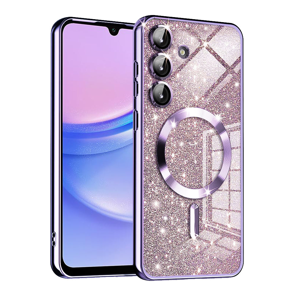 MagSafe-Hülle für Samsung Galaxy A15 5G A156 / A15 A155, Techsuit, Luxury Glitter, Hellviolett